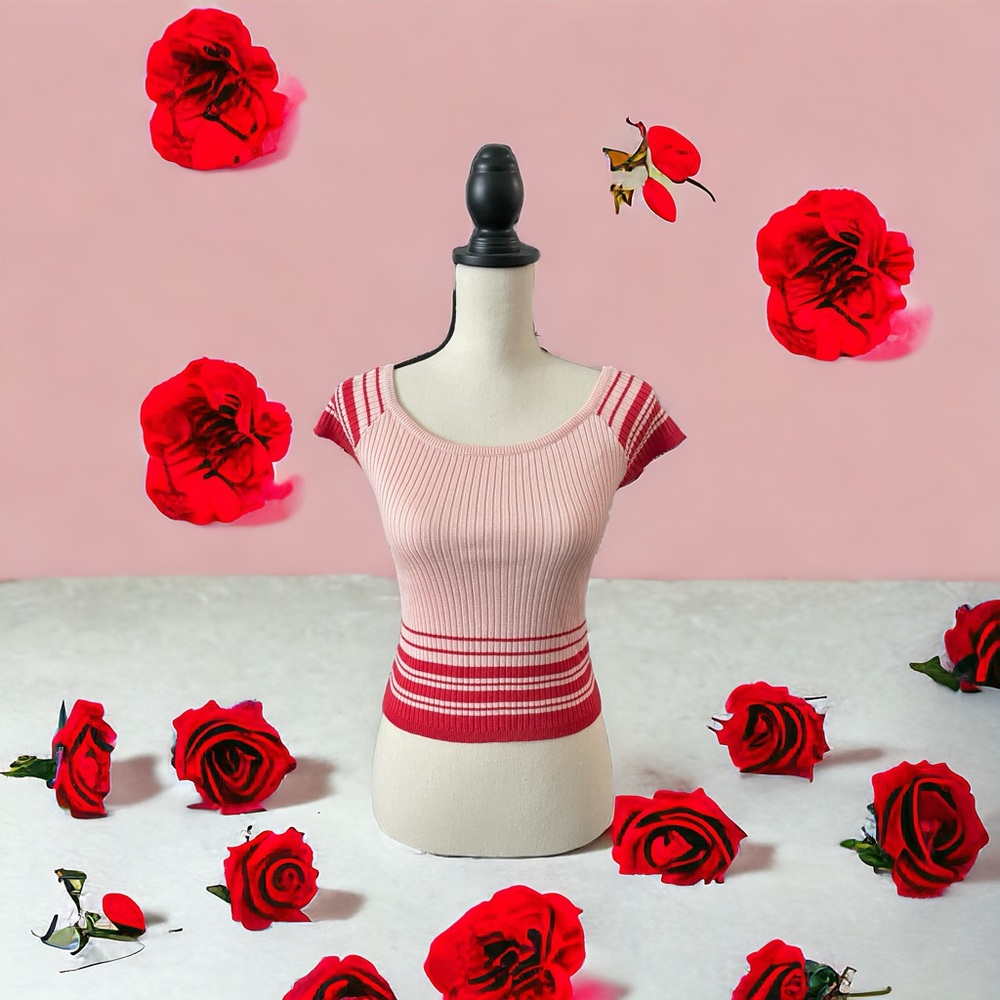 Baby Pink Top with Red Stripes (L.A. Hearts)